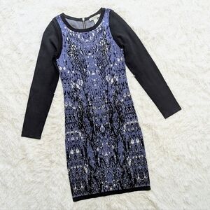 Charlie Jade Blue Knit Long Sleeve Bodycon Knee Length Dress Size Medium